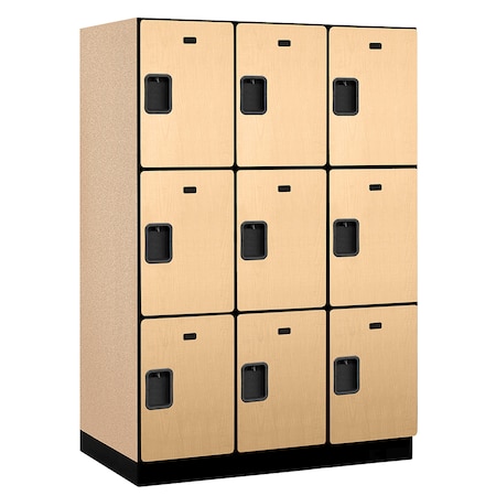 Salsbury Industries 3 Tier Designer Locker, 54"Wx76"Hx24"D, 9 Door, Maple 18-23364MAP